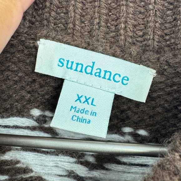 Sundance Fair Isle Mock Neck Wool Blend Sweater Brown Cream Blue Size XXL - Picture 7 of 8